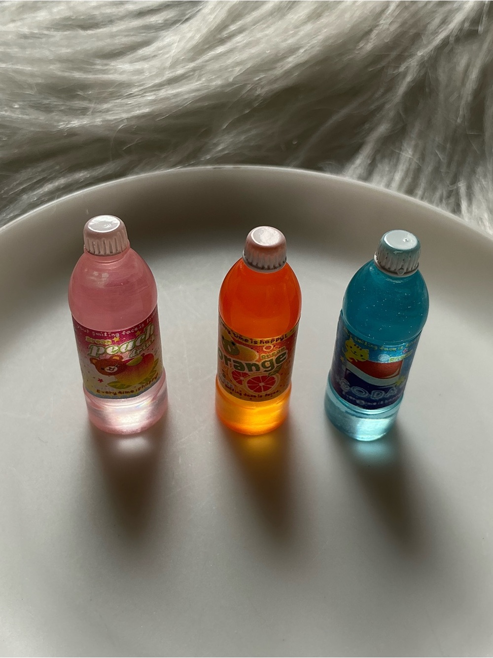 Set of 3 miniature drink bottles for a dollhouse kitchen